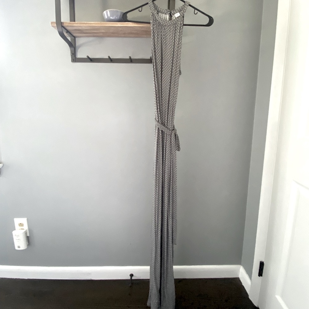 Long halter knit dress with flowers!